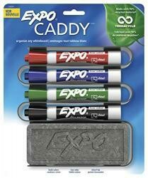 Expo Low-Odor Dry Erase Set, Chisel Tip, Assorted Colors, 5-Piece With Recycled Material Marker Caddy