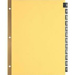 Business Source Monthly Black Leather Tab Index Dividers