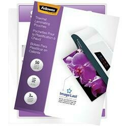 Fellowes Thermal Laminating Pouches, Imagelast, Jam Free, Letter Size, 3 Mil, 50 Pack (52225),Clear