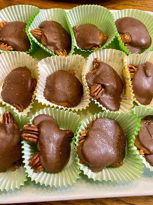 Caramel Pecan Turtles with Sea Salt -  Box of 6