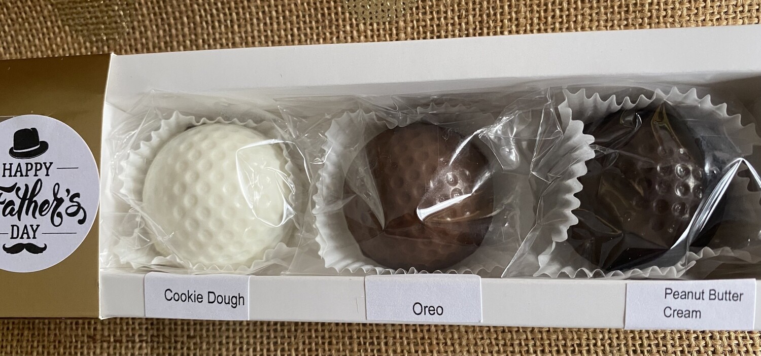 Gold Box of 3 Chocolate Golf Balls