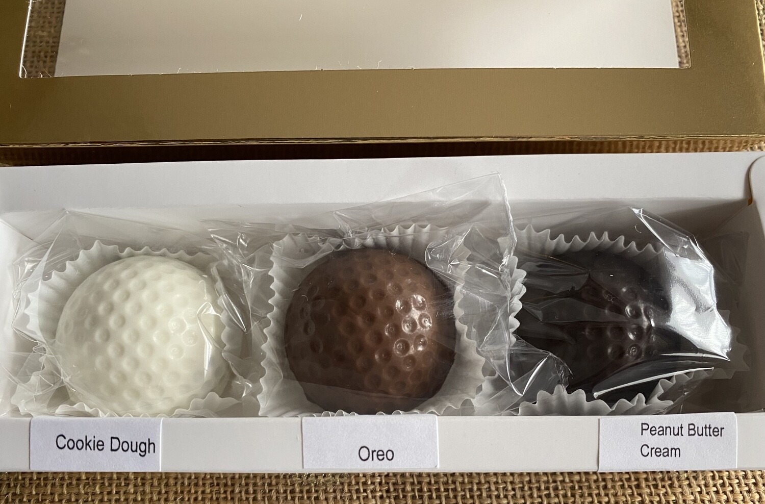 Gold Box of 3 Chocolate Golf Balls