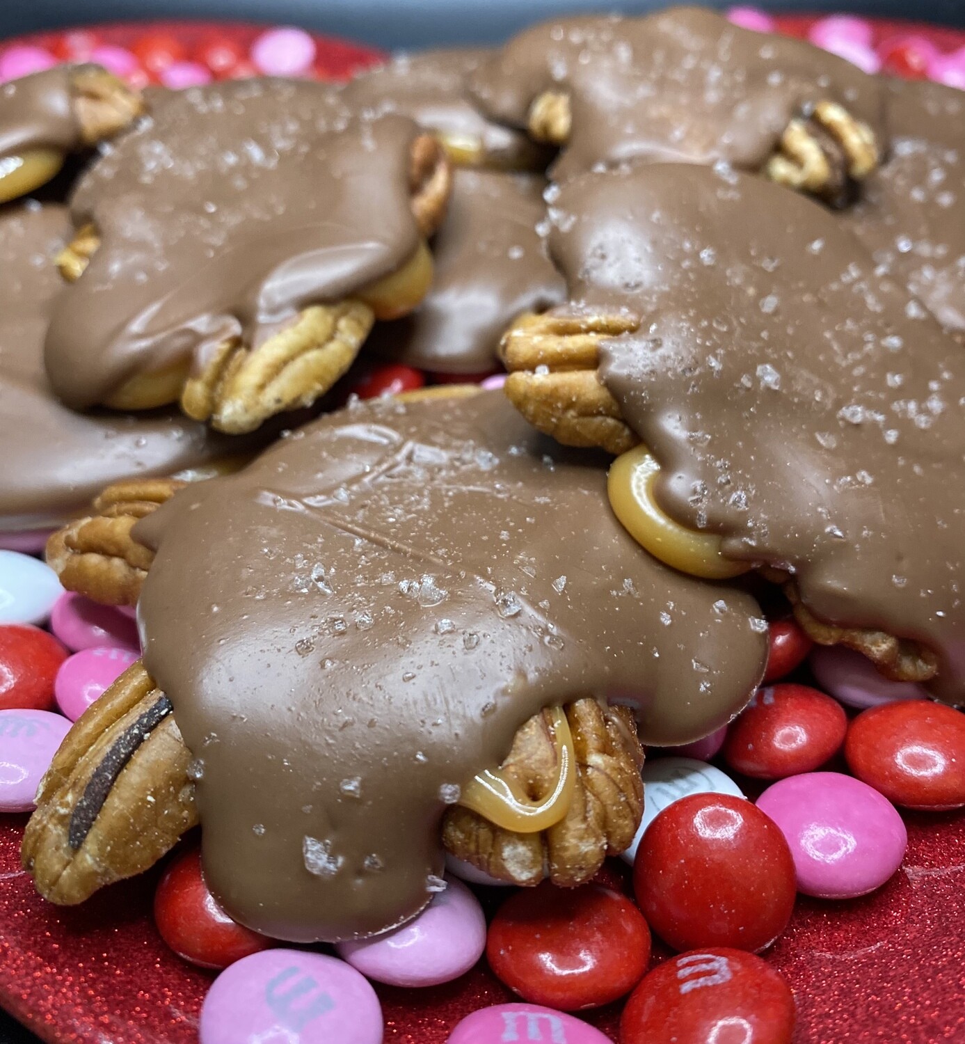 Caramel Pecan Turtles with Sea Salt - 1 Dozen