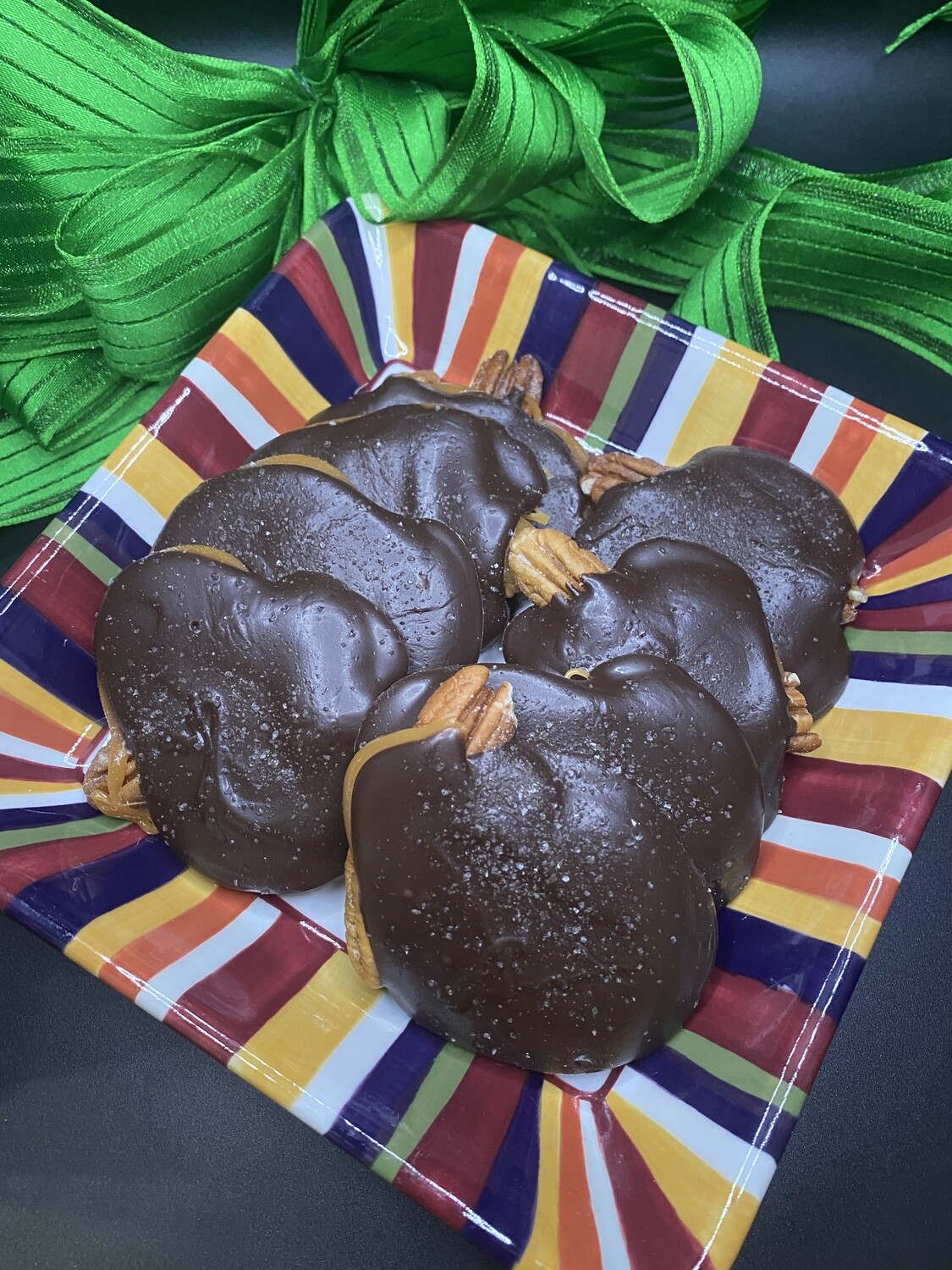 Caramel Pecan Turtles with Sea Salt - 1 Dozen