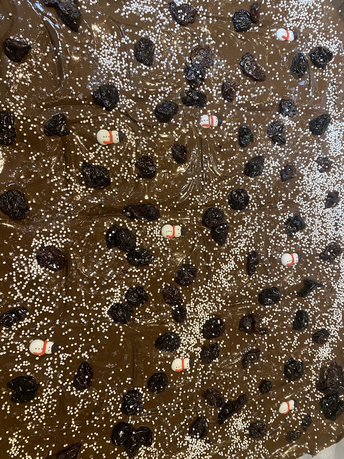 Box of Chili Pepper Chocolate Bark with Dried Cherries