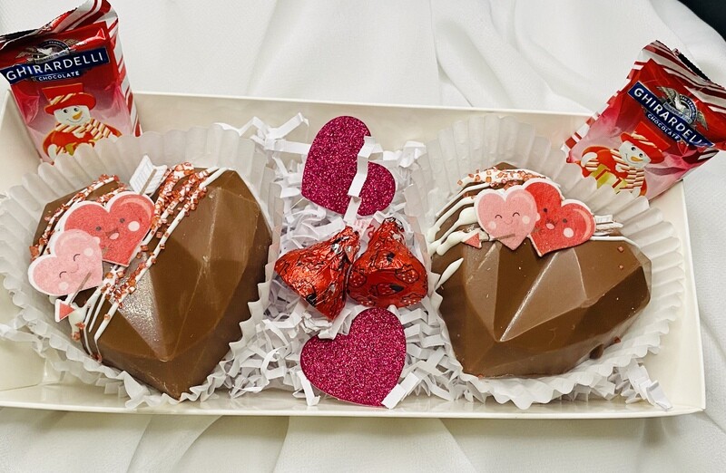 Peanut Butter or Caramel Filled Hearts or Snowflakes - Box of 2