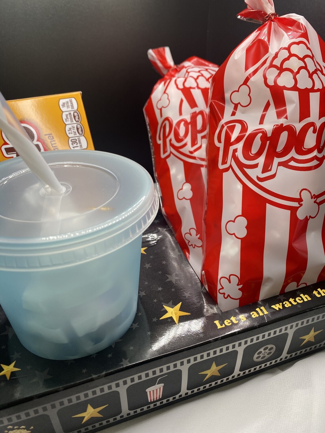 Movie Night Goodie Box with Triple Chocolate Popcorn