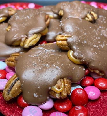 Caramel Pecan Turtles with Sea Salt -  Box of 6
