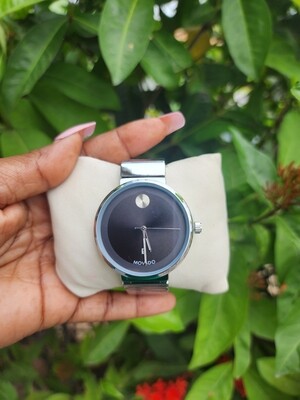 Black face silver watch