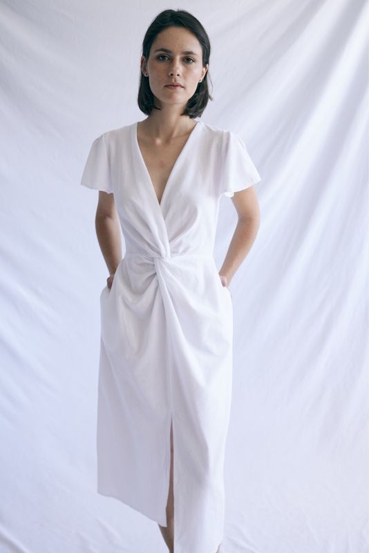 Knot Dress - Frill Sleeve