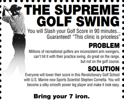 Fort Myers Crowne Plaza Bell Tower Shops Tue Feb 28th @ 10am or 2pm Supreme Golf Swing 90 Min Class Bring a Friend Free and your 7 Iron Arrive 20 min early 13051 Bell Tower Dr