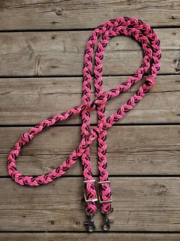 Pink mix Barrel Reins