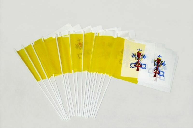BANDIERINE VATICANO 20X30 IN PLASTICA CON ASTINA - CONF. 50PZ.