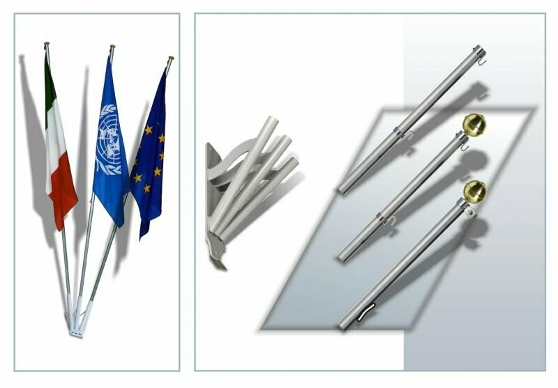 KIT DIAGONALE 3 POSTI CON BANDIERE 70X100 ASTE 150