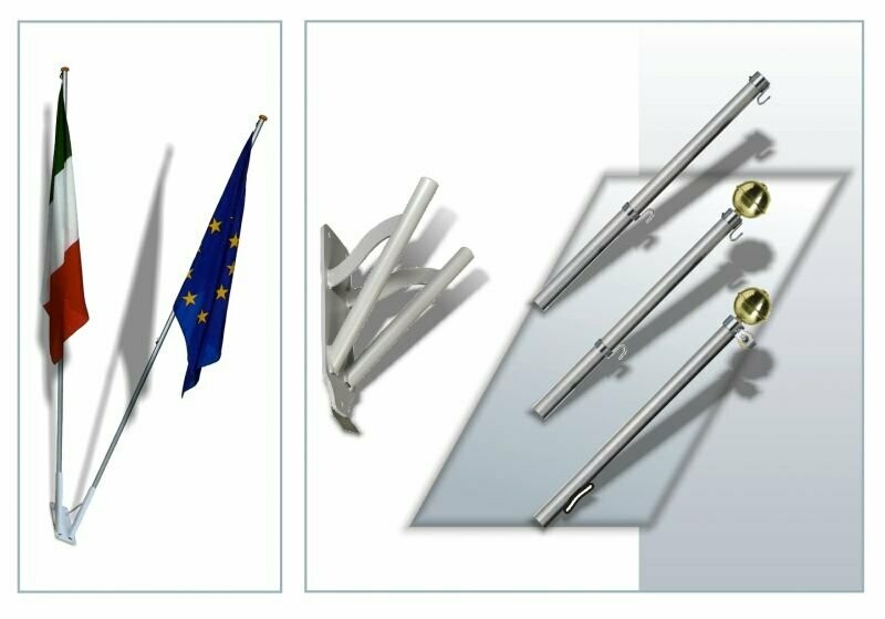KIT DIAGONALE A 2 POSTI CON BANDIERE 100X150 ASTE 200