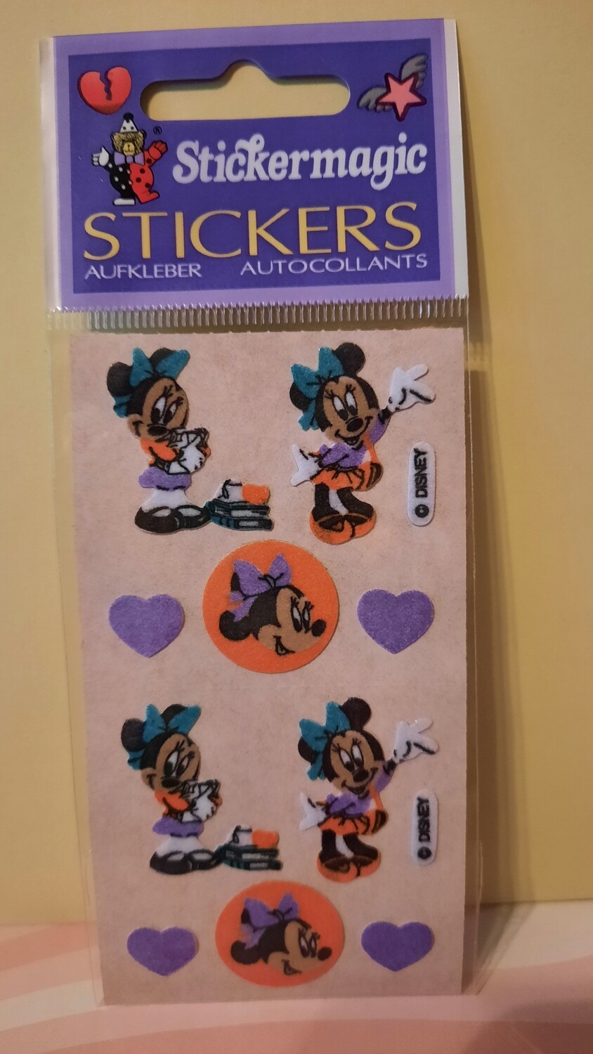 Sticker/ Fuzzy/ Stoff Abriss, 80er/ 90er Jahre Motiv, Spielzeug, neu, OVP mit 2 Sticker Abrisse Walt Disney 