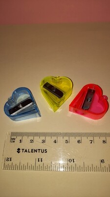 Anspitzer/ Spitzer 3x, Herz, Neon Pink, Neon Gelb und Blau, original 90er Jahre 