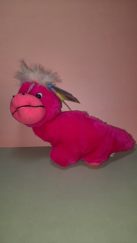 Kleiner 90er Jahre Plüsch Dinosaurier in Pink
