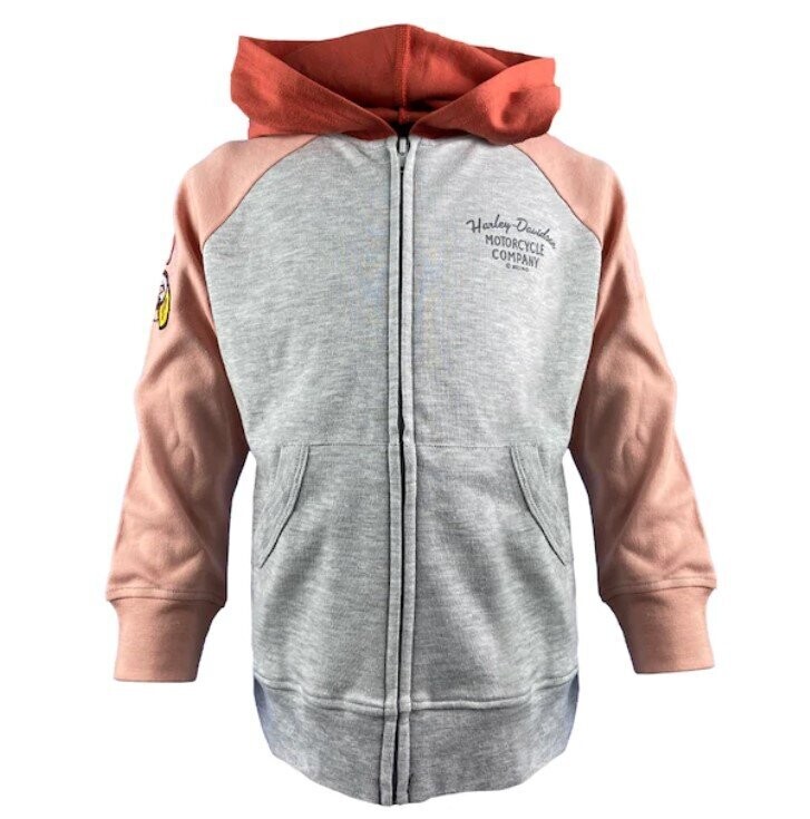 Harley-Davidson Girl's Zip Hoodie Grey/Orange