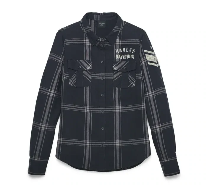 Harley-Davidson Damen Bluse "Salute Convertible Sleeve Shirt" Black