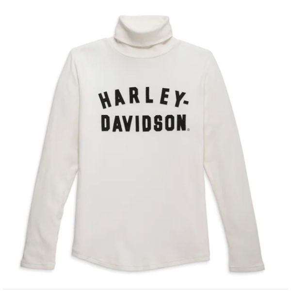 Harley-Davidson Damen Turtleneck "Milwaukee Rib" White