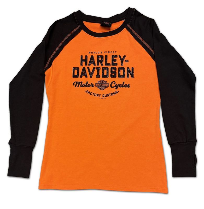 Harley-Davidson Damen Longsleeve "H-D" Orange/Black