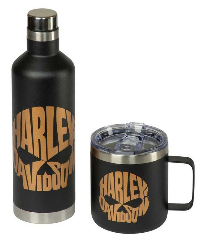 Harley-Davidson "Kupferschädel Reisebecher & Wasserflasche Set"