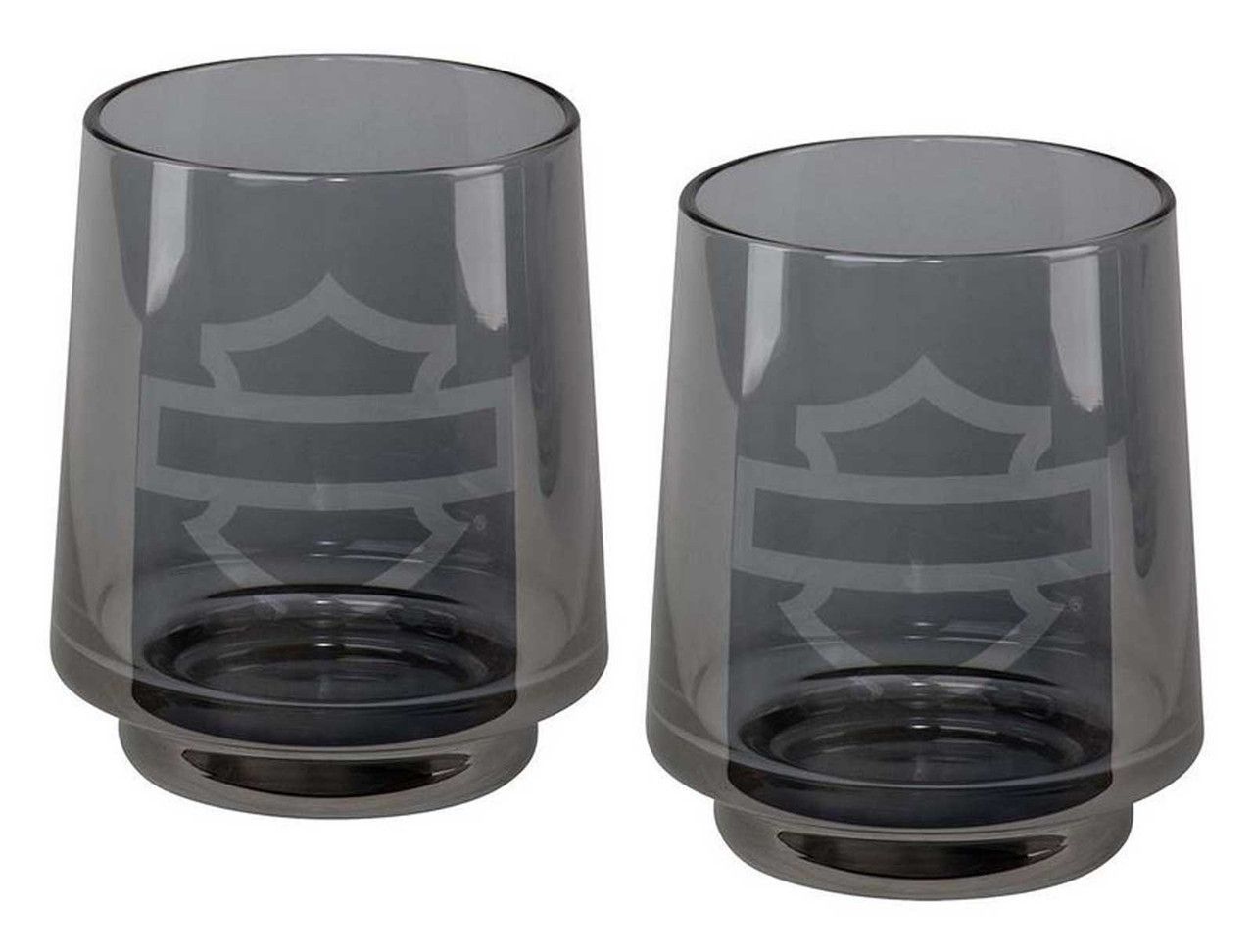Harley-Davidson "Open Bar & Shield Logo Smoke Gray Rocks Glass Set"