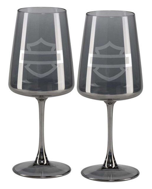 Harley-Davidson "Open Bar & Shield Logo Smoke Gray Weinglas-Set"