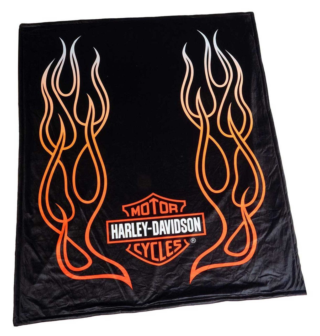 Harley Davidson Flames Bar & Shield Fleece-Decke
