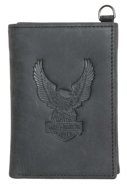 Harley-Davidson Herren-Geldbörse aus echtem Leder, traditionell B&S - schwarz