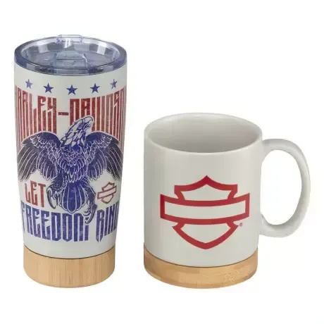 Harley-Davidson Tasse & Reisetasse Set mit Adler Motiv Harley-Davidson Tasse & Reisetasse Set mit Adler Motiv
