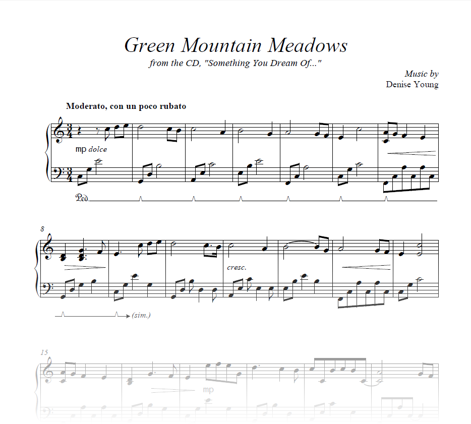 "Green Mountain Meadows" Sheet Music for Piano