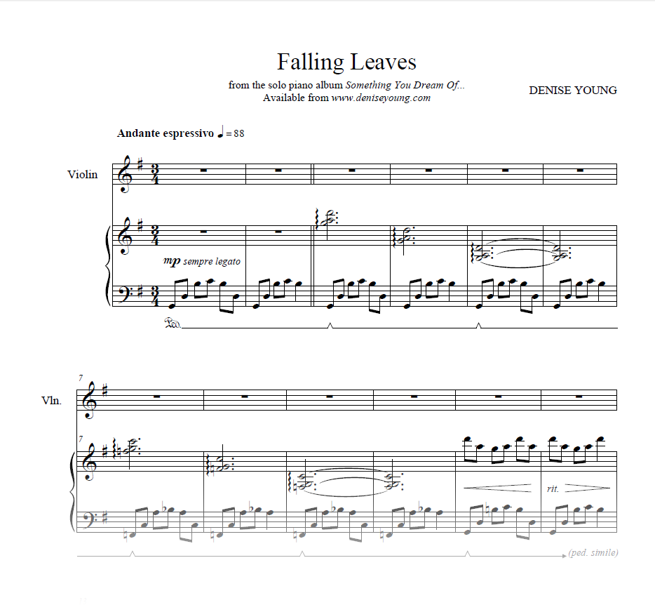 "Falling Leaves" Sheet Music for Piano and Violin