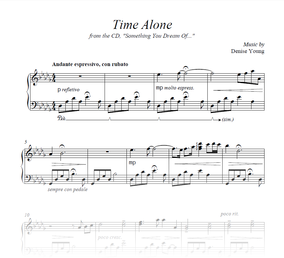 "Time Alone" Sheet Music for Piano