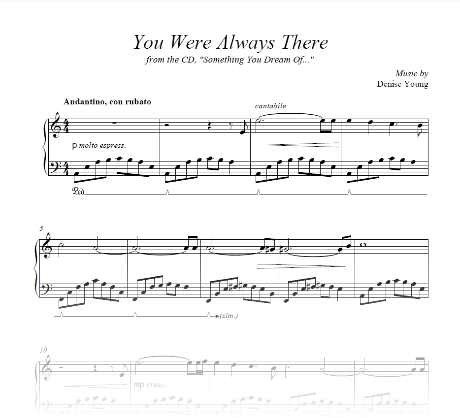 "You Were Always There" Sheet Music for Piano and Cello