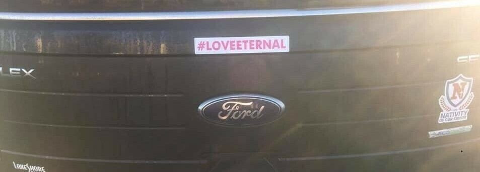 #LOVEETERNAL Bumper Stickers Pink Colour