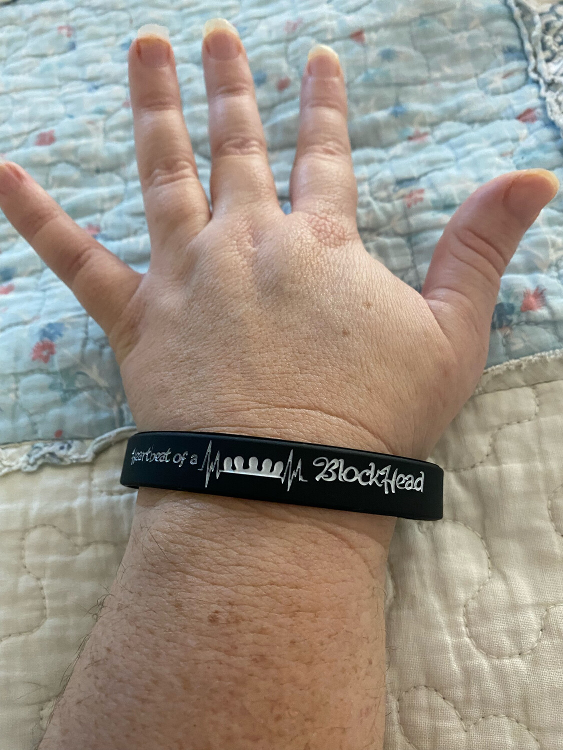 Heartbeat Of A Blockhead Wristbands (Black Colour &amp; White Text)