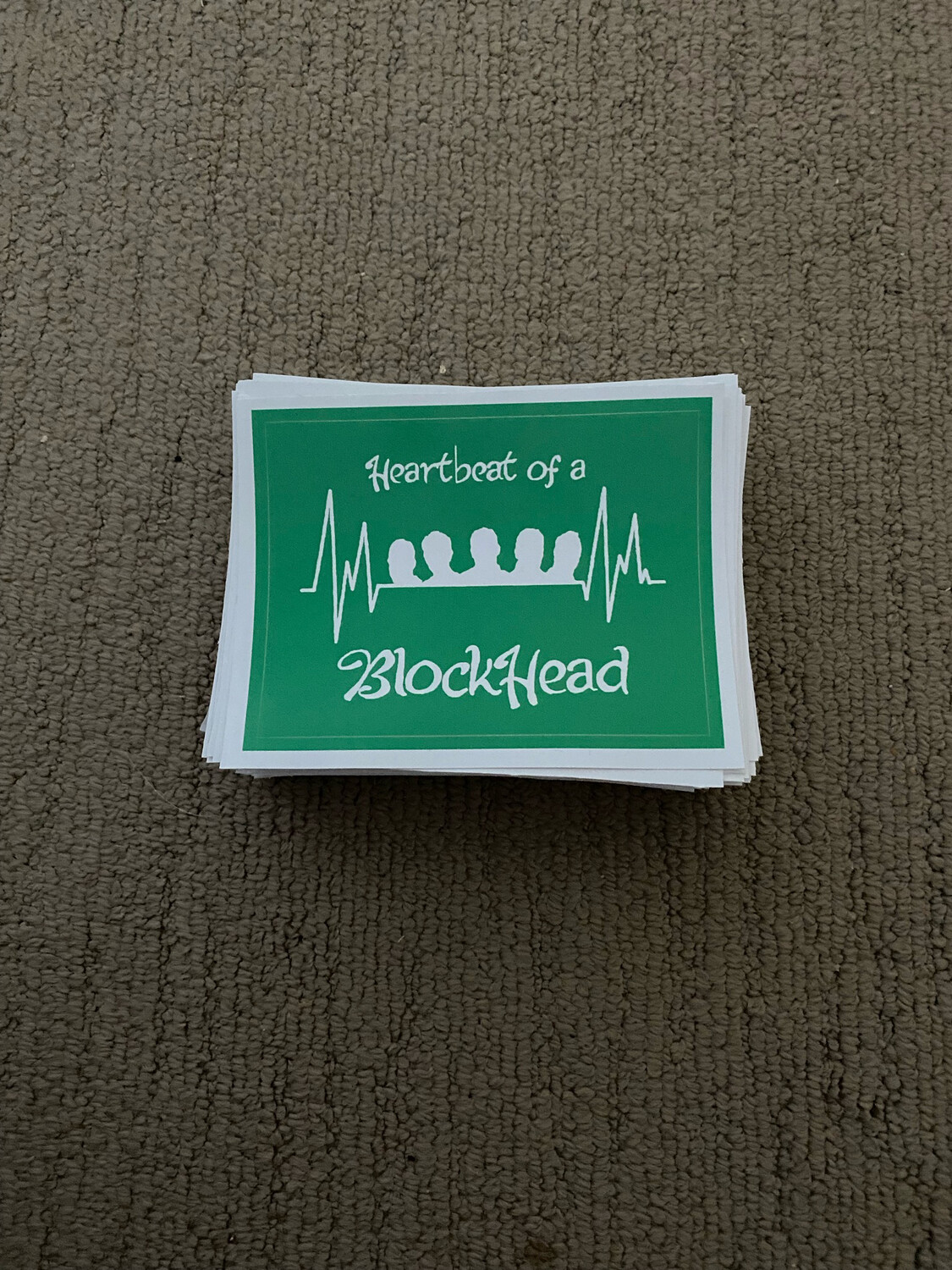  Heartbeat Of A Blockhead Bumper Stickers (Green Colour &amp; White Text)