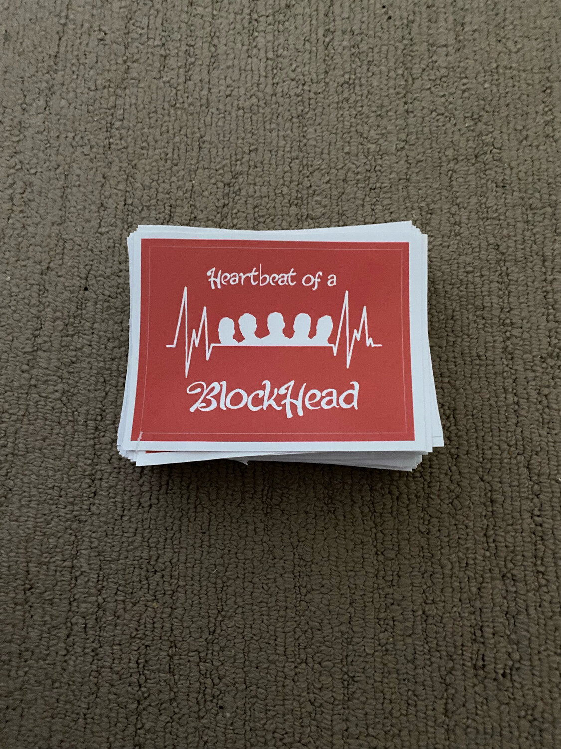 Heartbeat Of A Blockhead Bumper Stickers (Red Colour &amp; White Text)