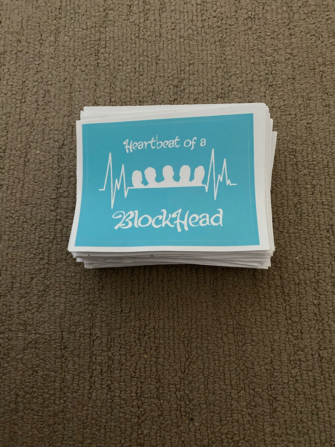 Heartbeat Of A Blockhead Bumper Stickers (Teal Colour &amp; White Text)