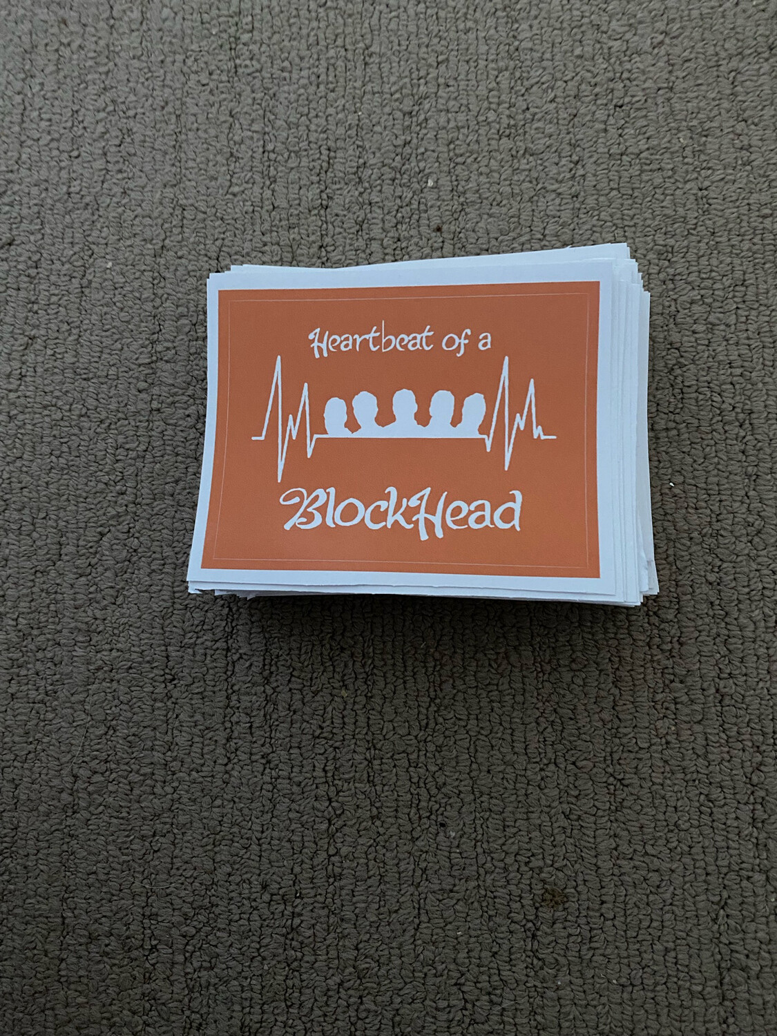 Heartbeat Of A Blockhead Bumper Stickers (Orange Colour &amp; White Text)