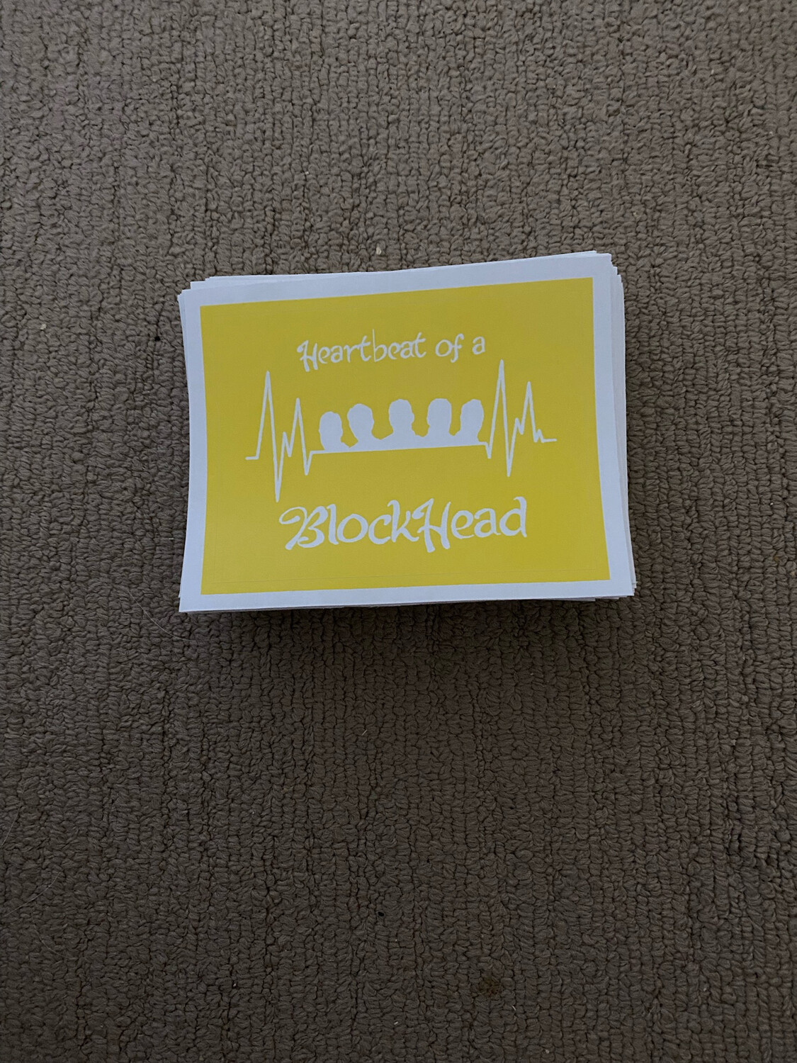Heartbeat Of A Blockhead Bumper Stickers (Yellow Colour &amp; White Text)
