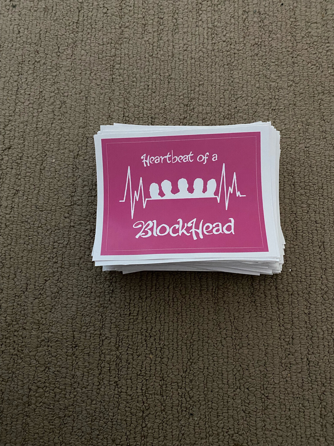 Heartbeat Of A Blockhead Bumper Stickers (Pink Colour &amp; White Text)