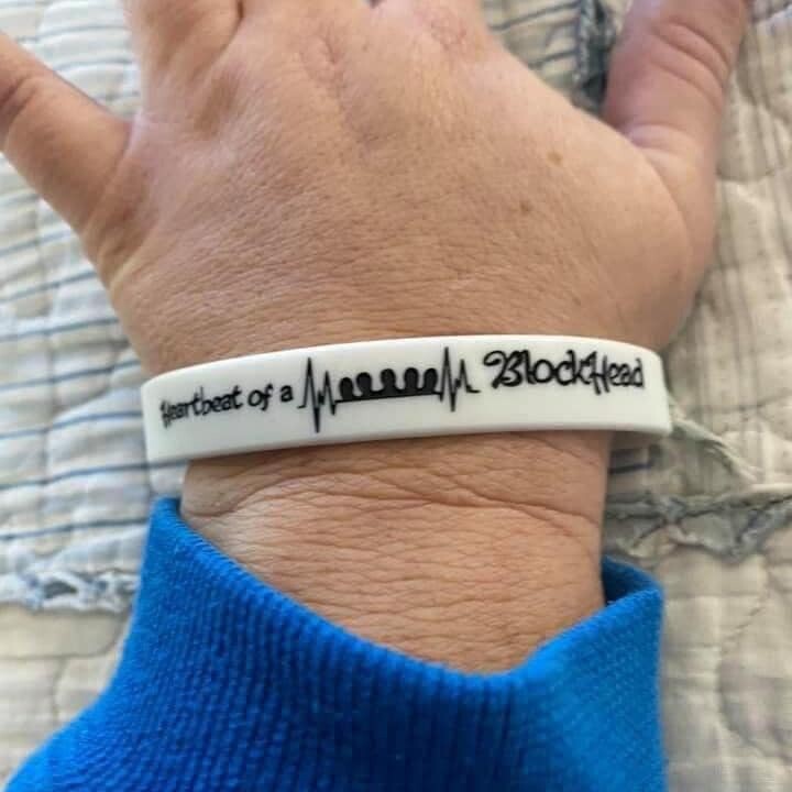 Heartbeat of a Blockhead Wristbands White Colour &amp; Black Text 