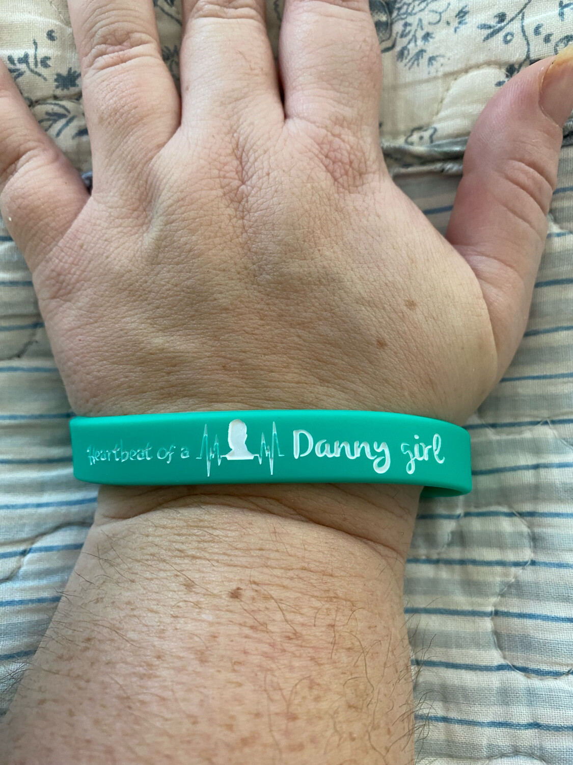 Heartbeat of a Danny girl Wristbands (Green Colour &amp; White Text)