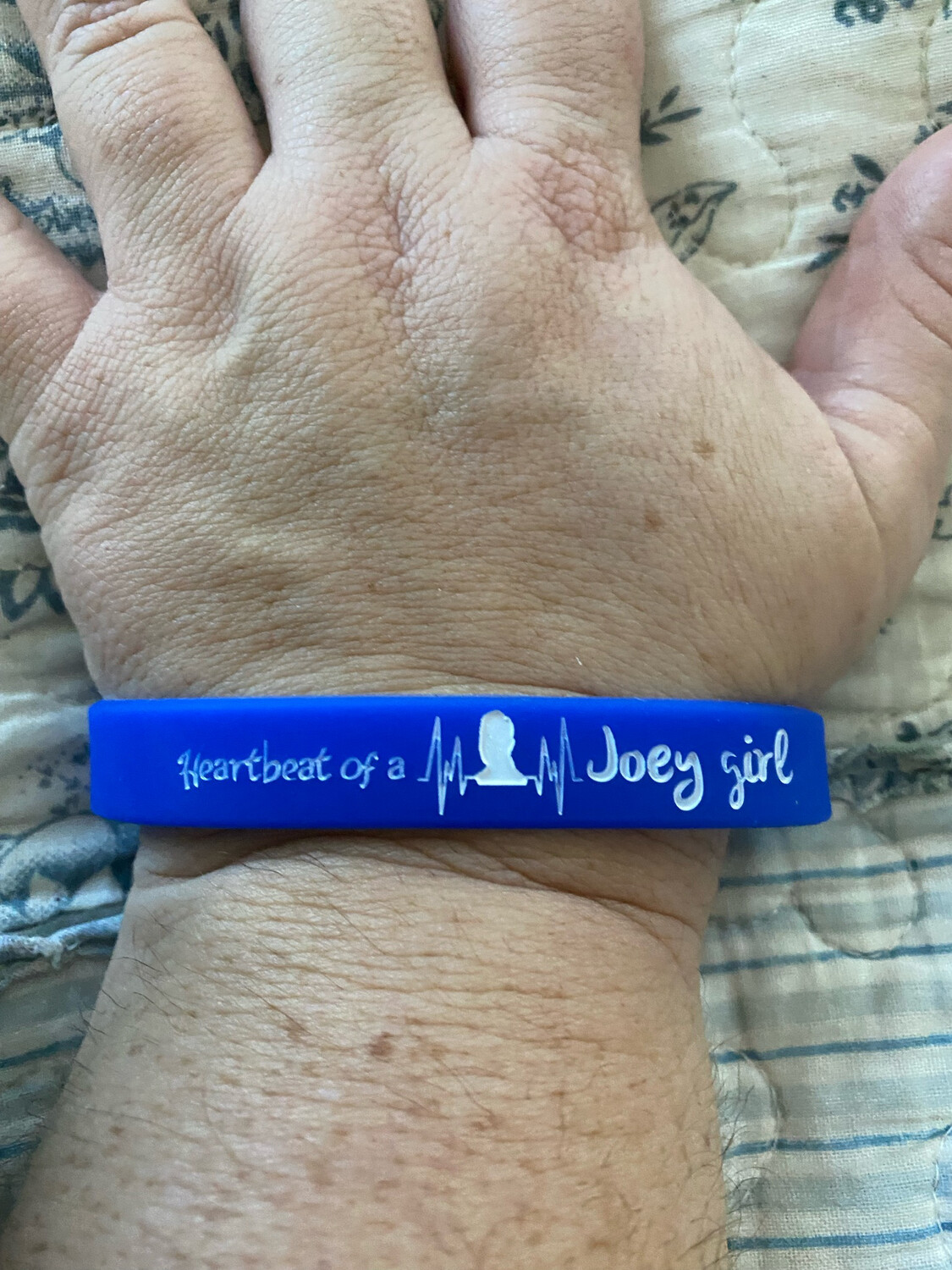 Heartbeat of a Joey girl Wristbands (Blue Colour &amp; White Text)