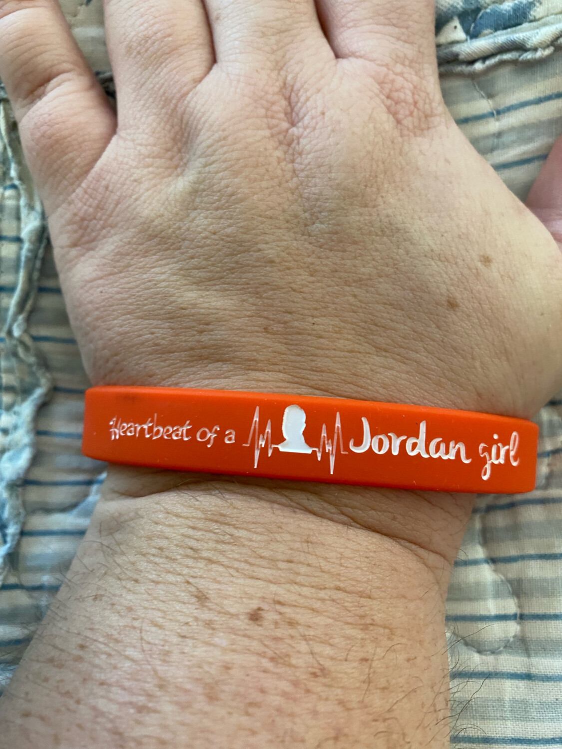 Heartbeat of a Jordan girl Wristbands (Red Colour &amp; White Text)