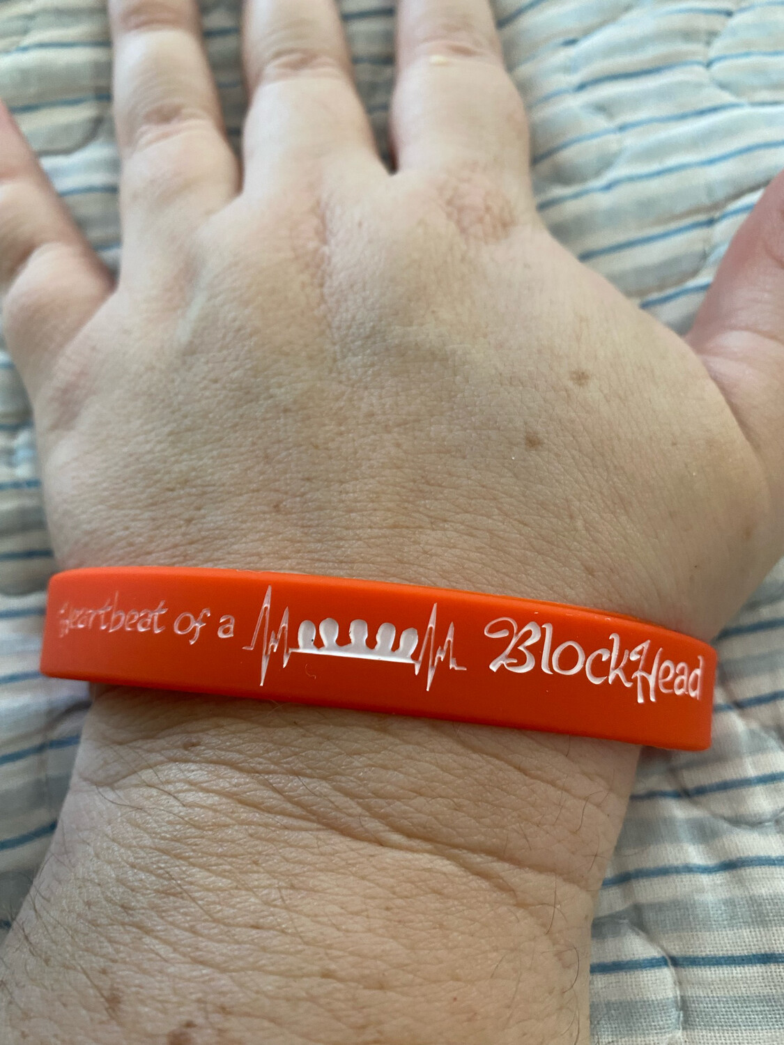 Heartbeat Of A Blockhead Wristbands (Red Colour &amp; White Text)