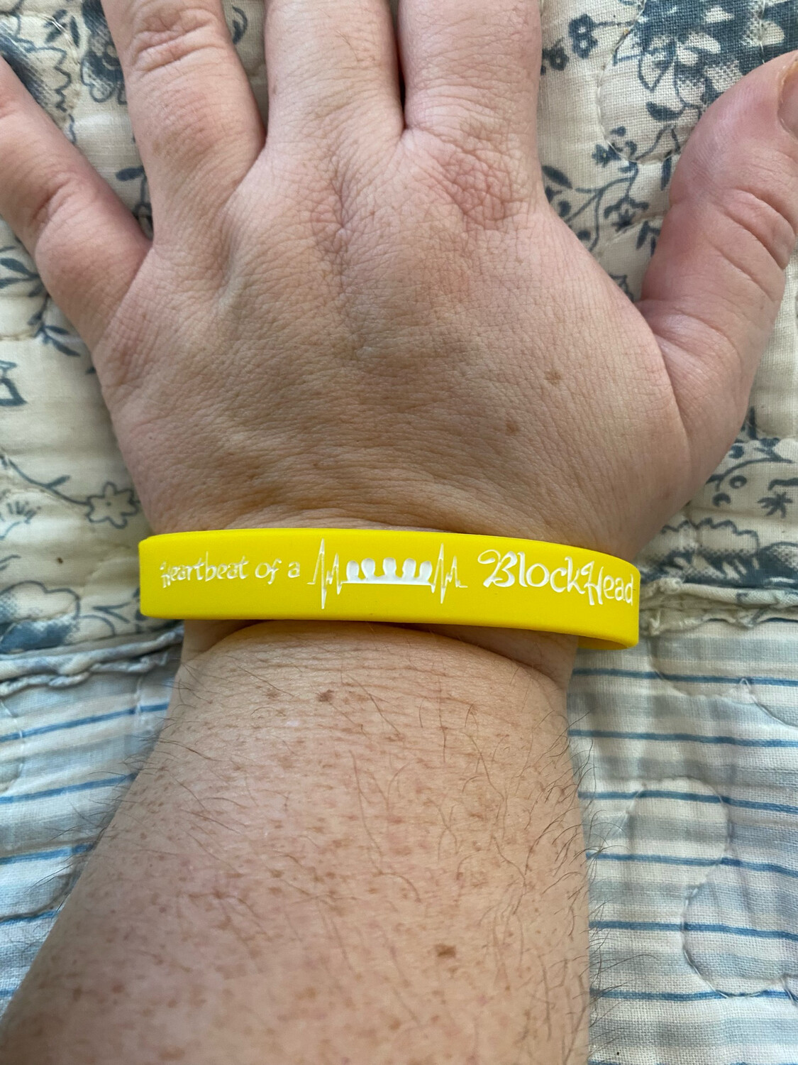 Heartbeat Of A Blockhead Wristbands (Yellow Colour &amp; White Text)